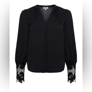 Elegant Black Lace Cuff Blouse by L’AGENCE in size Medium